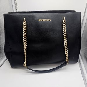 Michael Kors Black and Gold Leather Purse